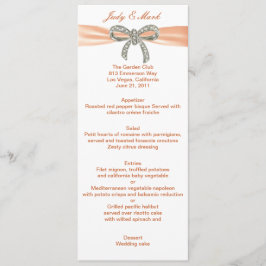 Tarjeta de menú Boda Diamond Bow naranja