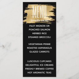 Tarjeta de menú boda Elegante dorado y negro