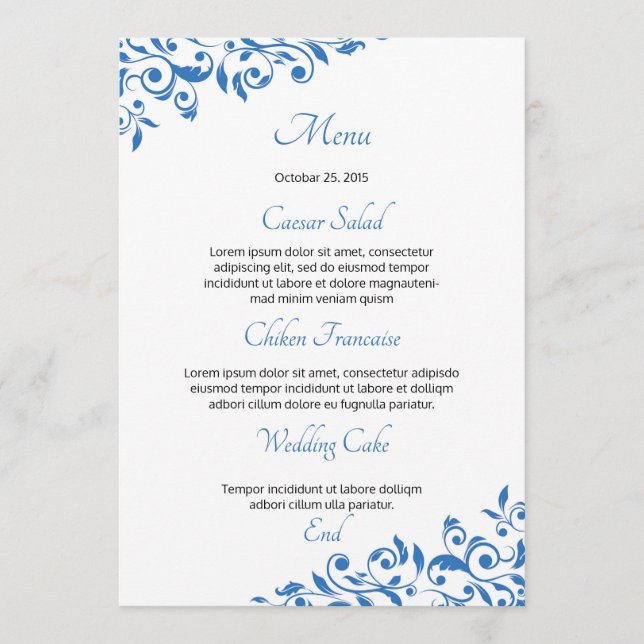 Tarjeta de menú Boda floral (Anverso)