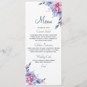 Tarjeta de menú Boda floral