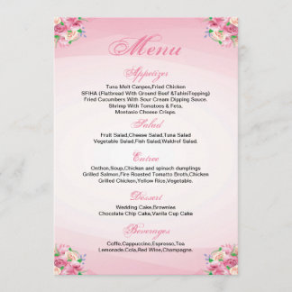 Tarjeta de menú Boda floral