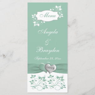 Tarjeta de menú Boda floral blanca