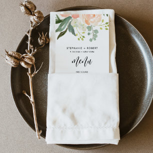 Tarjeta de menú Boda floral CORA Peach