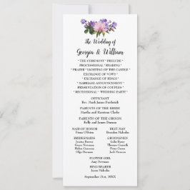 Tarjeta de menú Boda floral de la Magnolia Lavende