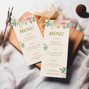 Tarjeta de menú Boda floral de Rubor Hydrangea