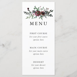 Tarjeta de menú Boda floral romántica