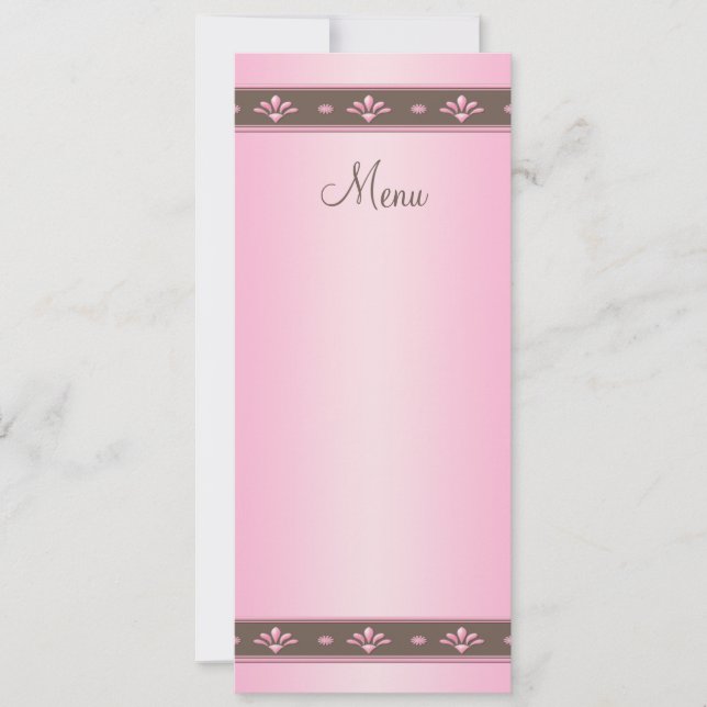 Tarjeta de menú Boda floral rosa y marrón (Anverso)