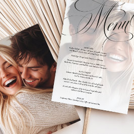Tarjeta de menú Boda fotográfico de caligrafía ele