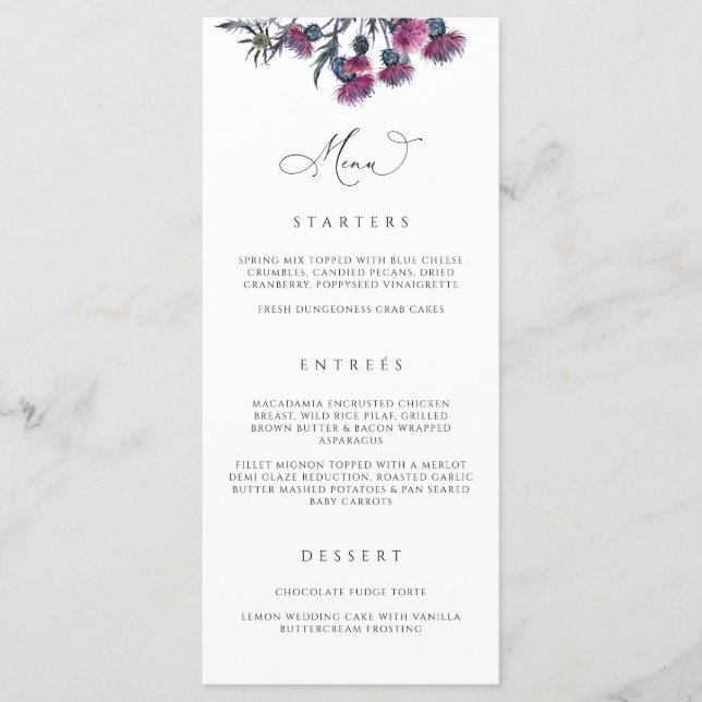 Tarjeta de menú Boda gótico Halloween Party N100 (Anverso)