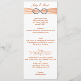 Tarjeta de menú Boda infinito naranja