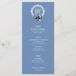 Tarjeta de menú Boda inspirada en la croqueta azul