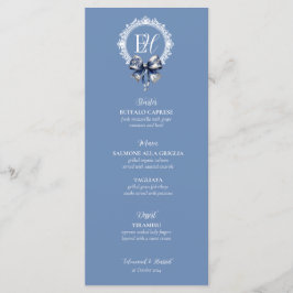 Tarjeta de menú Boda inspirada en la croqueta azul