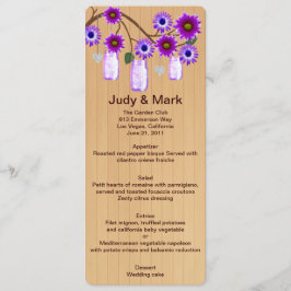 Tarjeta de menú Boda Mason Jars Naranja Rústico de