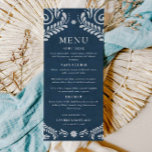 Tarjeta de menú Boda mexicana Blue Talavera<br><div class="desc">Muestra tu estilo boda único con esta carta de Talavera,  con un diseño rústico mexicano de papel picado. Perfecto para las parejas que aporten tonos azules vivos y encanto tradicional a sus mesas de recepción. Para más elementos de coordinación visite nuestra colección de Bodas Blue Talavera</div>