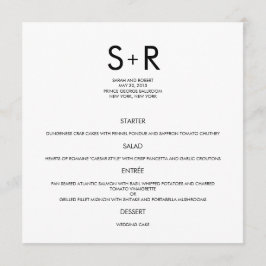 Tarjeta de menú Boda Minimalista moderna