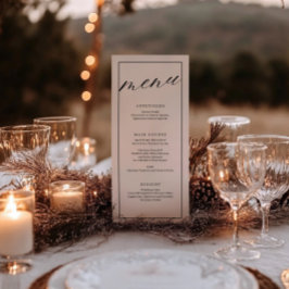 Tarjeta de menú Boda moderna en blanco y negro