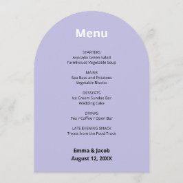 Tarjeta de menú Boda moderno morado claro