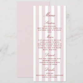 Tarjeta de menú Boda moderno Rubor Pink Stripes