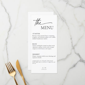 Tarjeta de menú boda para cena de tres cursos