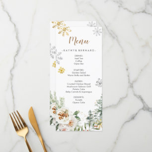 Tarjeta de menú Boda para Pinos de Flores Blancas