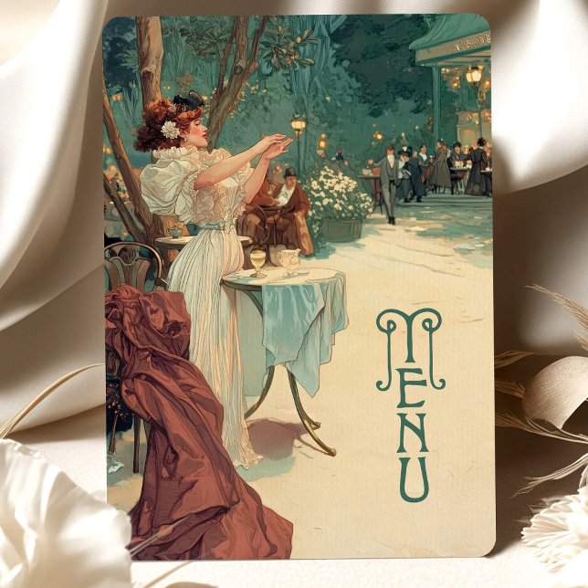 Tarjeta de menú Boda parisino Art Nouveau (Subido por el creador)