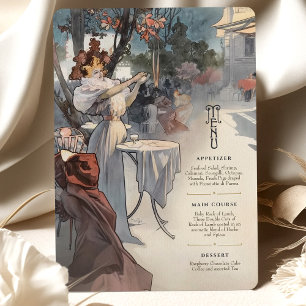 Tarjeta de menú Boda parisino Art Nouveau