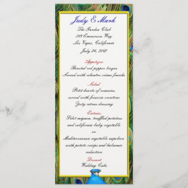 Tarjeta de menú Boda Peacock