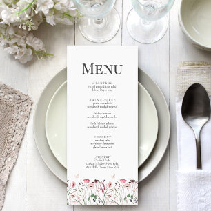 Tarjeta de menú Boda Pink Poppy Meadow