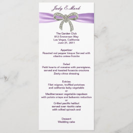 Tarjeta de menú Boda Purple Diamond Bow