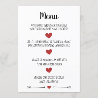 TARJETA DE MENÚ BODA ROMÁNTICA