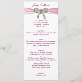 Tarjeta de menú Boda Rosada Diamond Bow