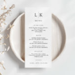 Tarjeta de menú Boda simple de Iniciales minimalis<br><div class="desc">Diseñada para coordinarse con nuestra colección Minimalista All In One, esta tarjeta de menú boda que combina personalizable tiene un diseño limpio y sencillo, con un tipo de letra clásico. Para una personalización más avanzada de este diseño, por ejemplo, cambiar el diseño, el tamaño de letra o el tamaño del...</div>