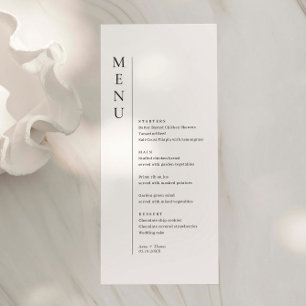 Tarjeta de menú Boda simple minimalista