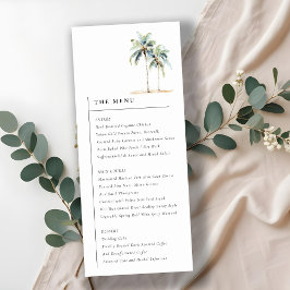 Tarjeta de menú Boda tropical de palmeras mínimas