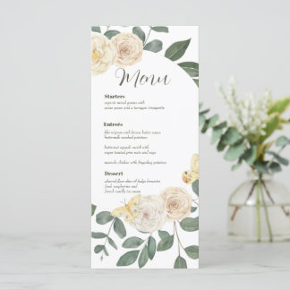 Tarjeta de menú Boda Wreath de color de agua verde