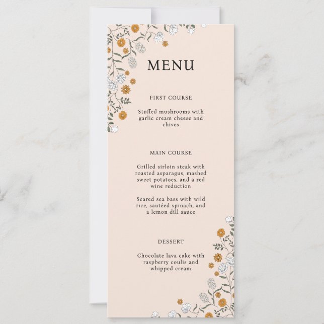 Tarjeta de menú Boho Floral Earth Tones Bridal Sho (Anverso)