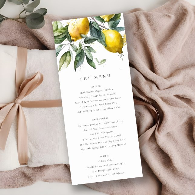Tarjeta de menú Boho Minimal Yellow Lemon Garden W (Subido por el creador)