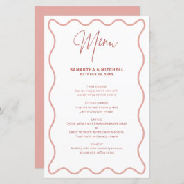 Tarjeta de menú Borde ondulado rosa y blanco