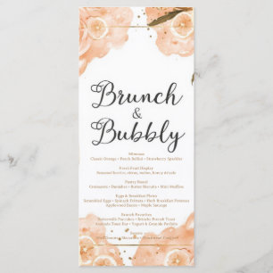 Tarjeta de menú Brunch & Bubbly – Acuarela de melo