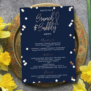 Tarjeta de menú Brunch & Bubbly Confetti Bridal Sh