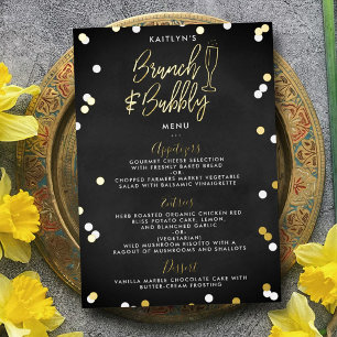Tarjeta de menú Brunch & Bubbly Confetti Bridal Sh