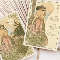 Tarjeta de menú Carnation Art Nouveau Floral Godde