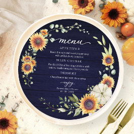 Tarjeta de menú circular para desayuno nupcial de 