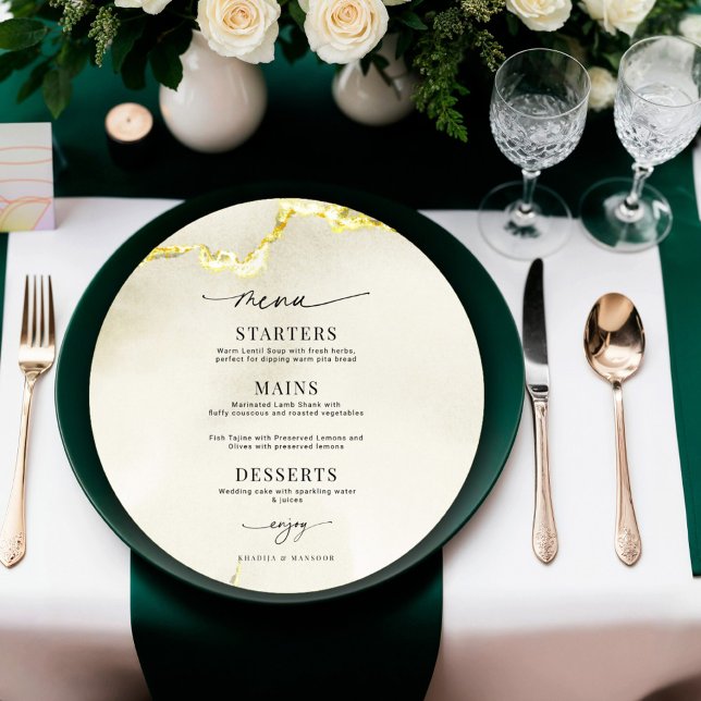 Tarjeta de menú Círculo de Boda de textura de márm (Subido por el creador)