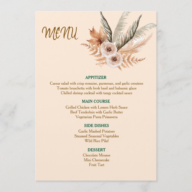 Tarjeta de menú clásica elegante (Anverso)