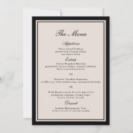 Tarjeta de menú clásico de boda con dinero antiguo