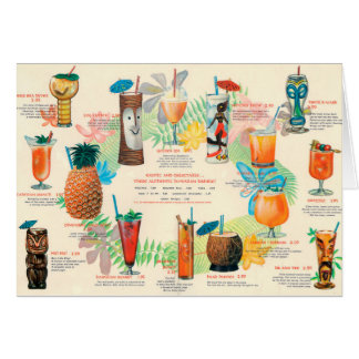 Tarjeta de menú Clásico de Cocktail de Tiki