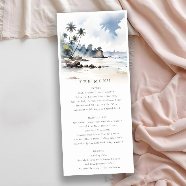 Tarjeta de menú Coastal Bali Beach Palm Tree Boda (Subido por el creador)