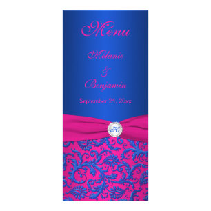 Tarjeta de menú Cobalto y Damasco de Fuchsia 2
