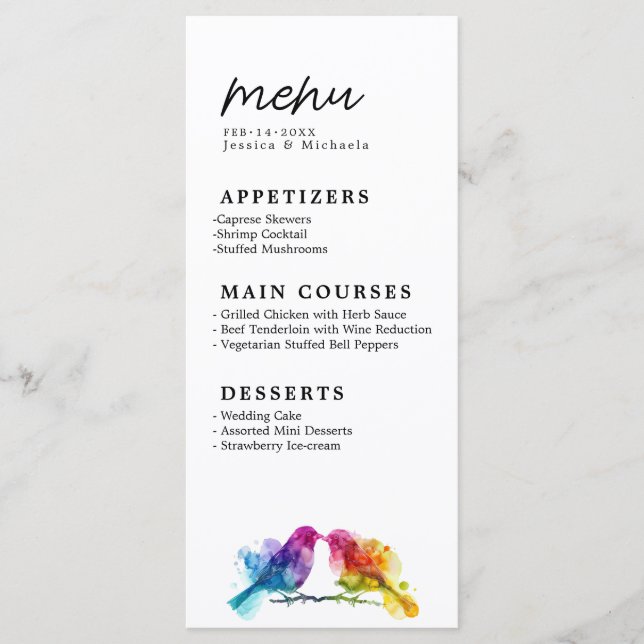 🌈 Tarjeta de MENU Colección Armonía Lluvia de Col (Anverso)